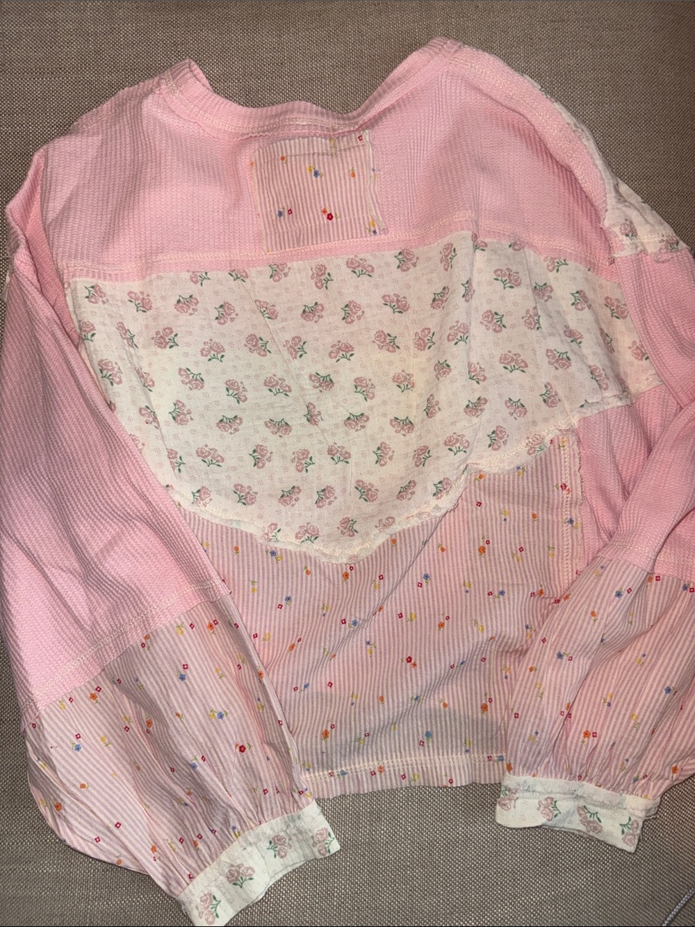 POL Pink Patchwork Long-Sleeve Top (NWOT) - Picture 2 of 3